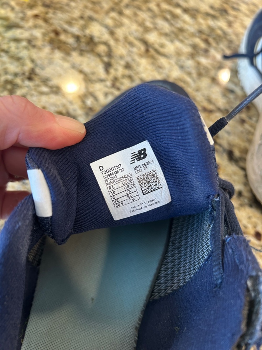 New Balance Men’s Navy and White Athletic Sneakers - Picture 2 of 6